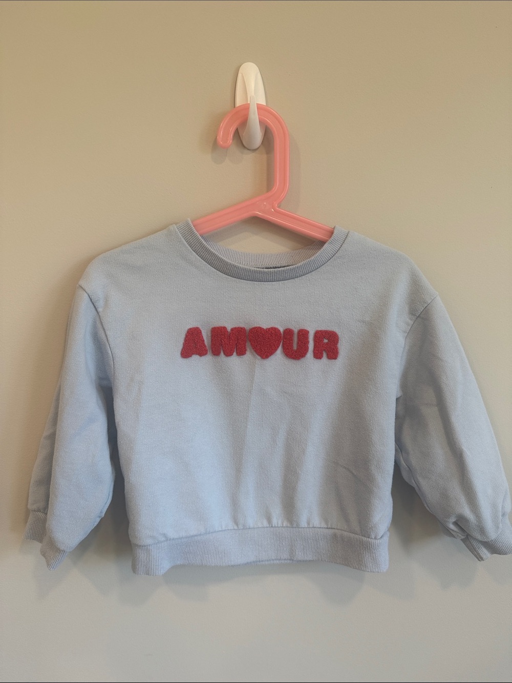 OshKosh B'gosh Light Blue Pullover Sweatshirt with Red 'AMOUR'